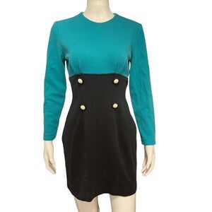 Timely Trends Dress Color Block Button Detail Vintage 80s 90s Size Small